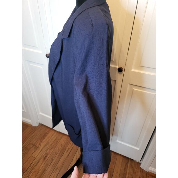 Vintage 80s Navy Oversized Single Button Blazer Alice Stuart XL Preppy Nautical - Picture 8 of 9